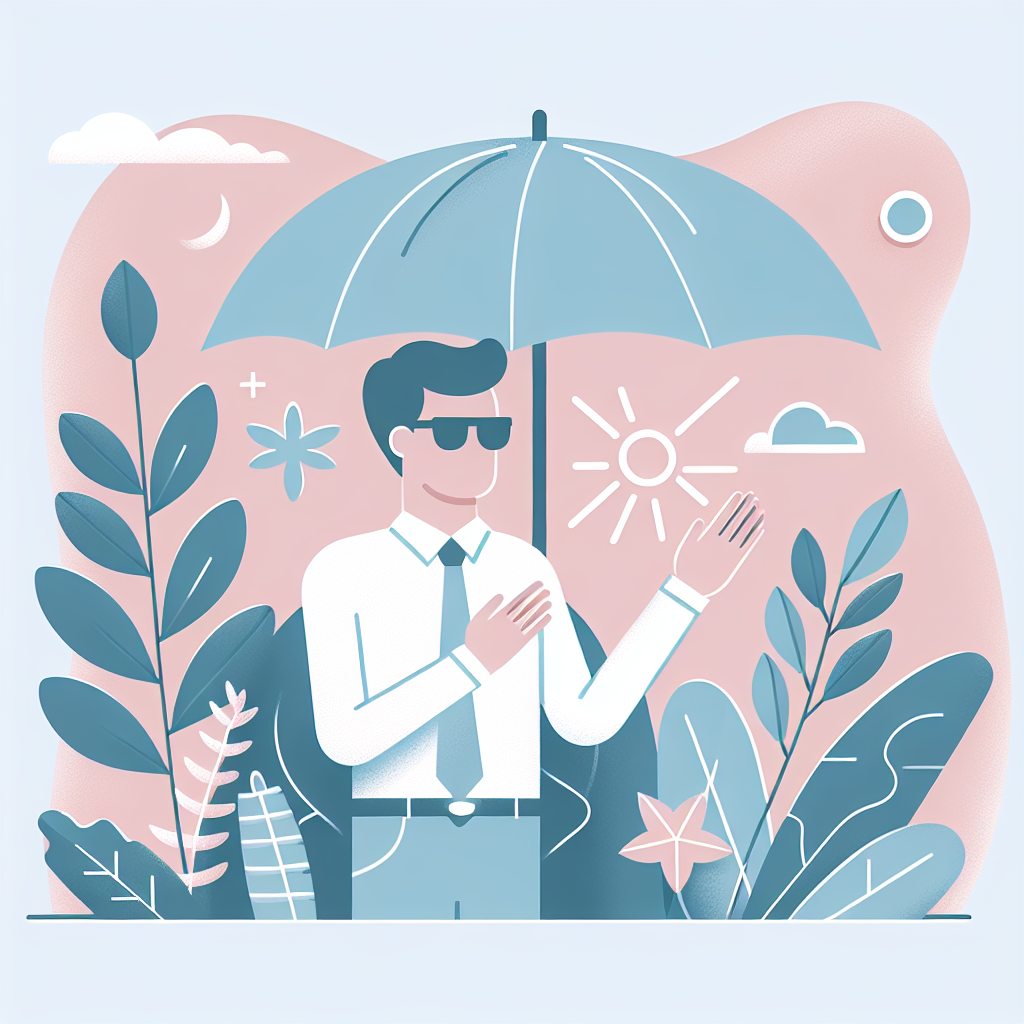 텃밭에서 자외선 차단하는 모습