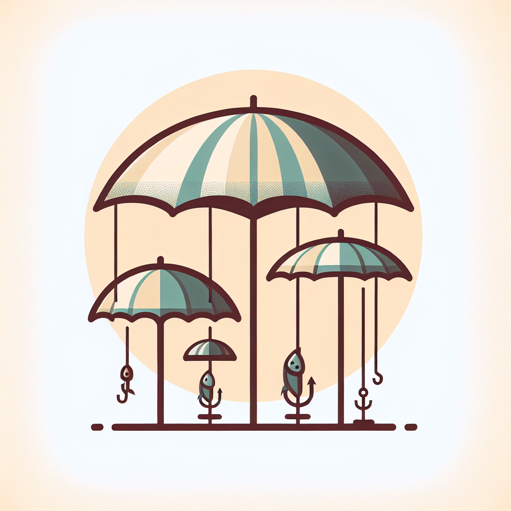 다양한 크기의 낚시용 양산 비교