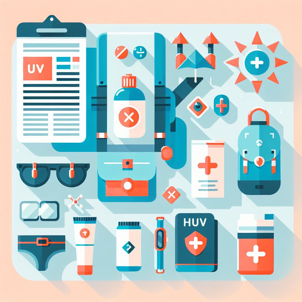 등산용 자외선 차단 아이템들을 보여주는 이미지