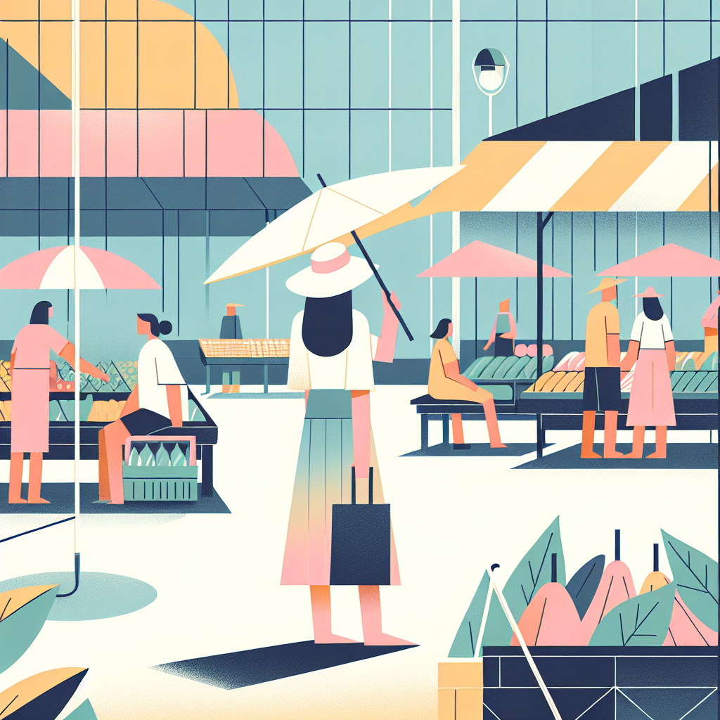 시장에서 그늘 찾는 모습