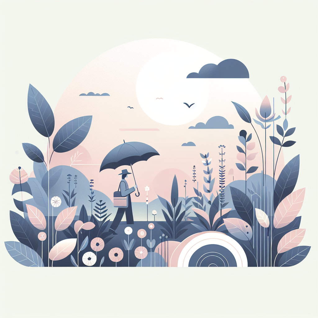 식물원에서 양산 사용하는 모습