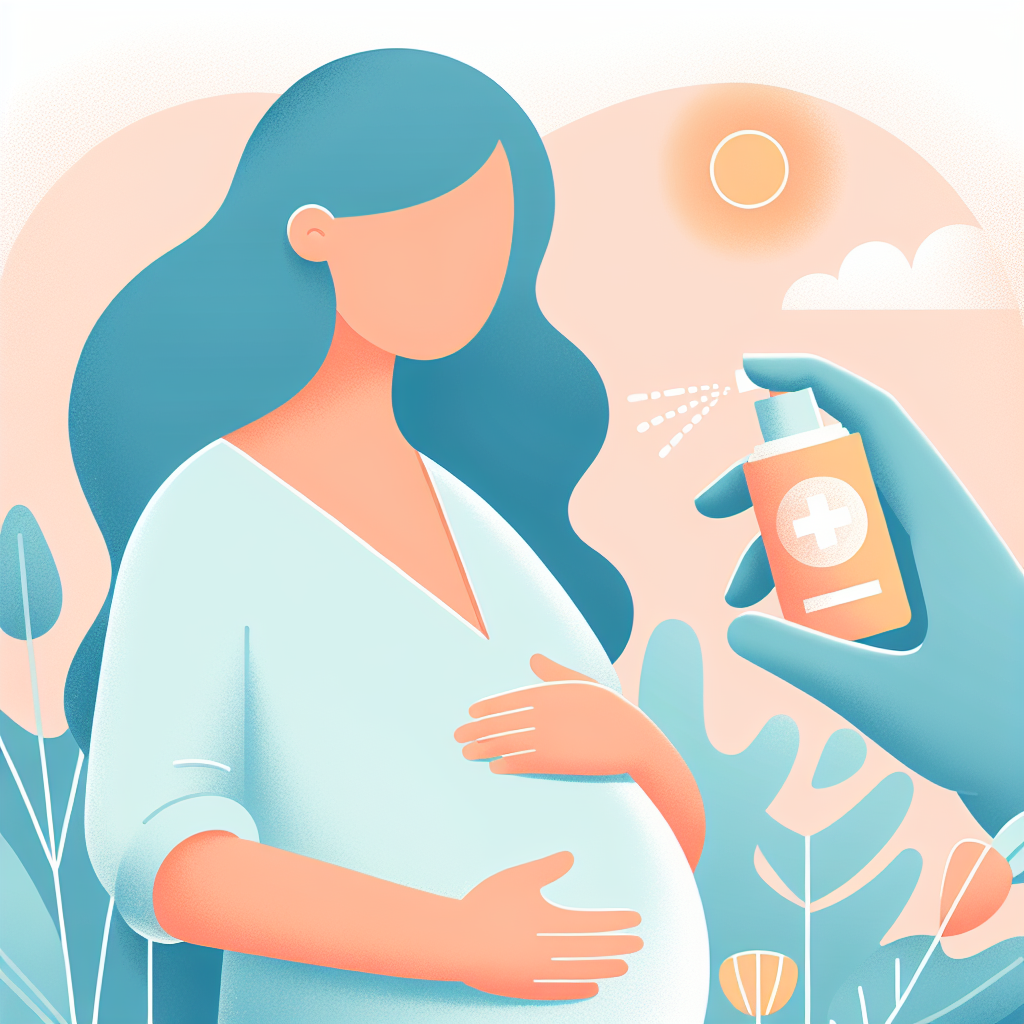 임산부가 자외선 차단제를 바르는 모습