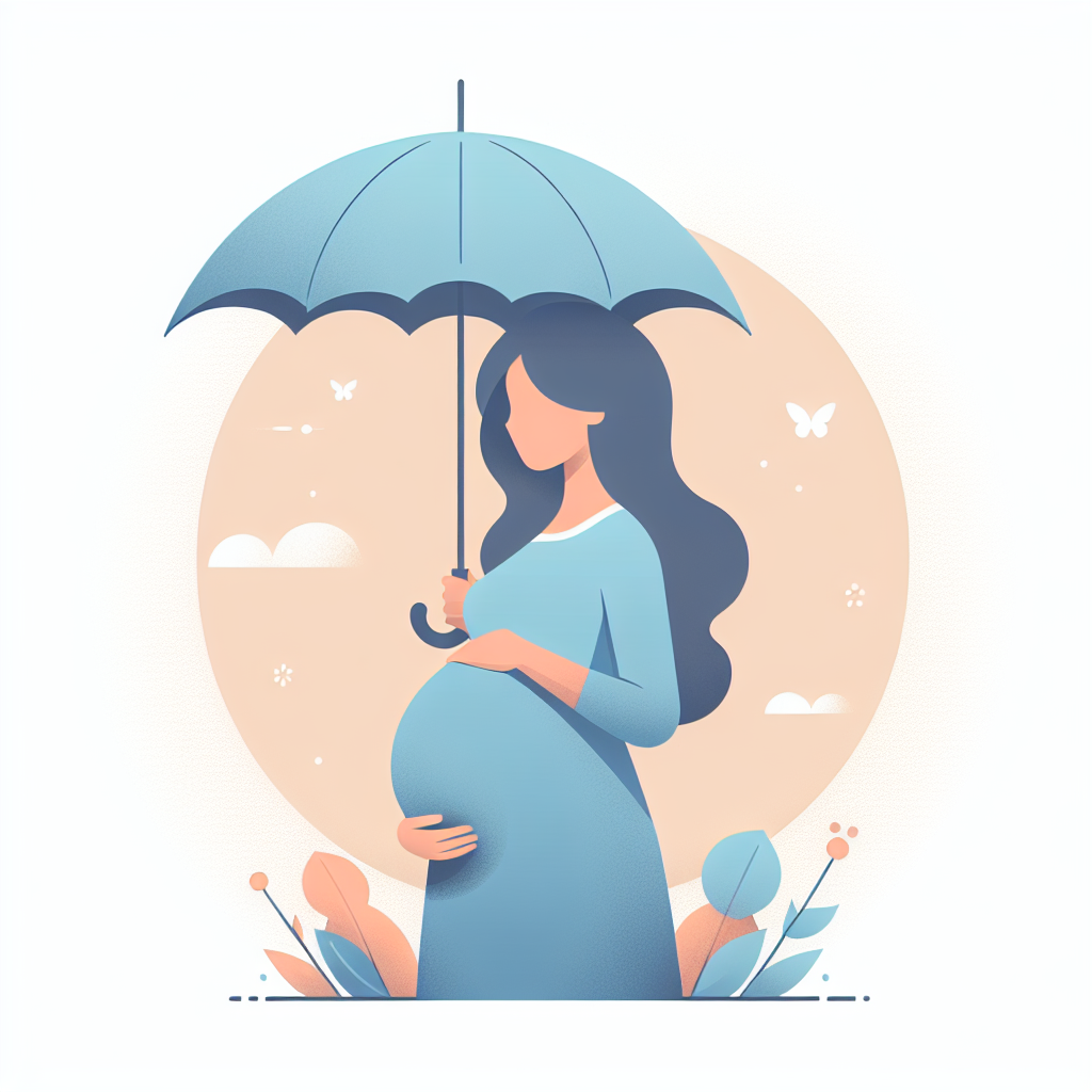 임산부가 양산을 쓰고 있는 모습