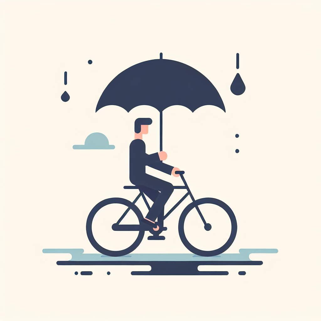 자전거 라이딩 중 양산 사용 모습