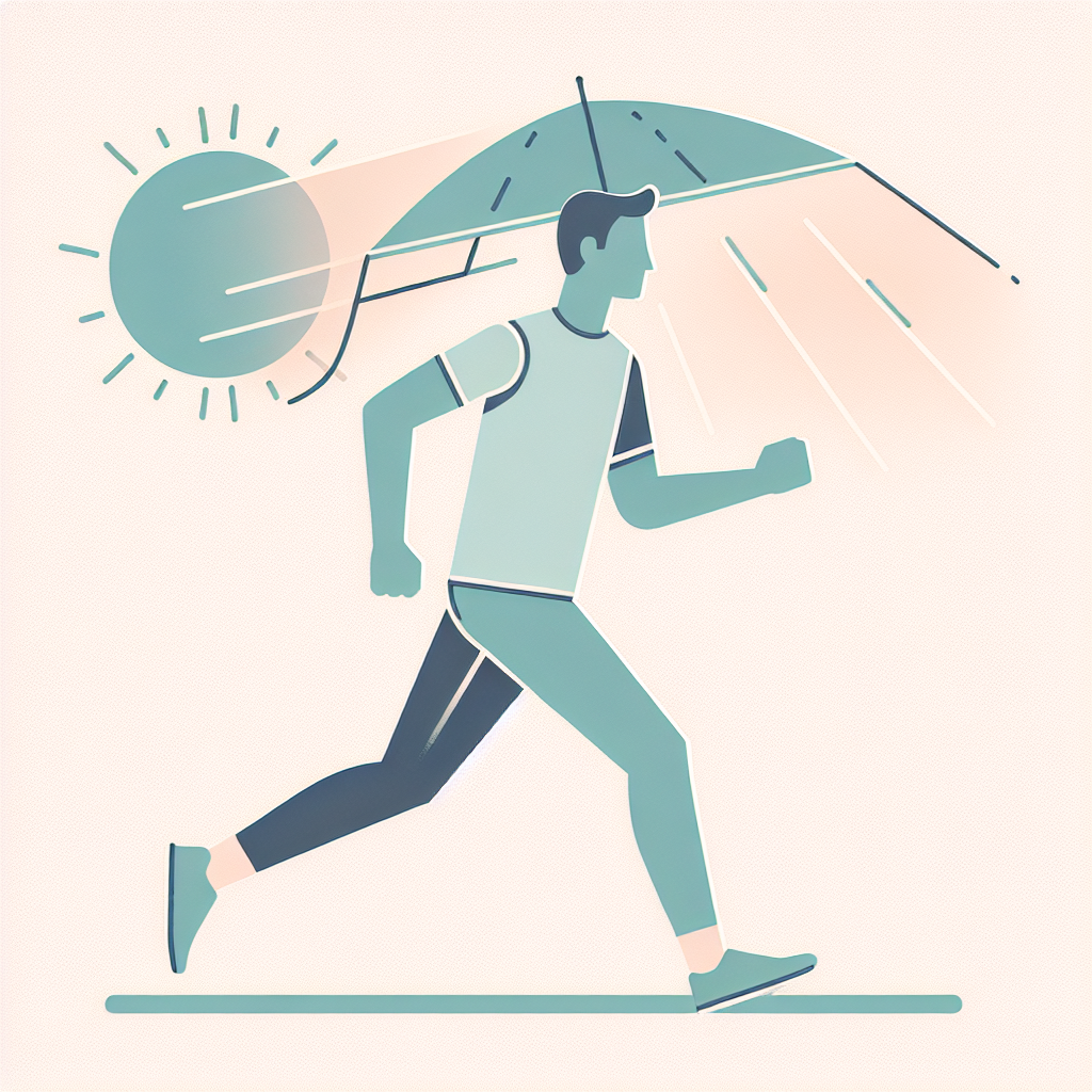 조깅 중 자외선 차단하는 러너의 모습