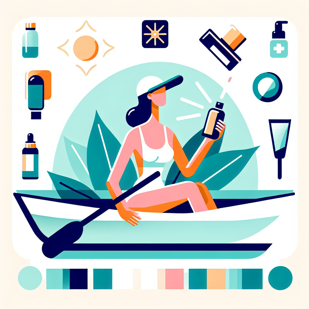 카약에서 자외선 차단제 재도포하는 모습