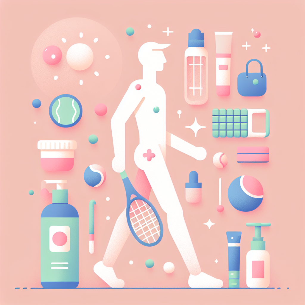 테니스 후 피부 진정 케어하는 모습