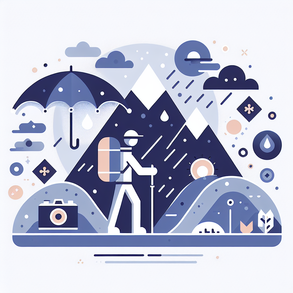 트레킹 할 때 양산을 사용하는 등산객의 모습