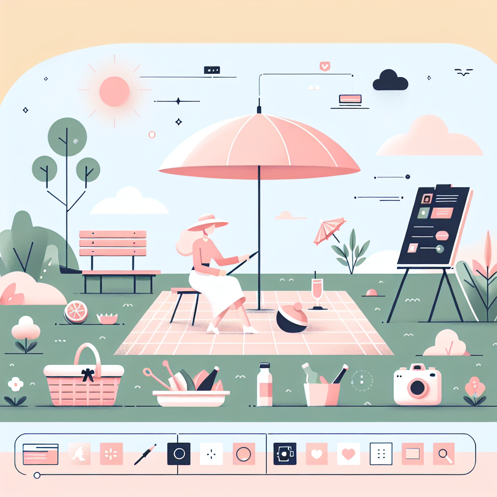 피크닉에서 양산 사용하는 모습